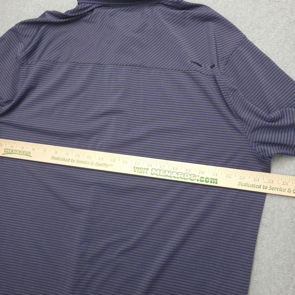 Under Armour HeatGear Polo Shirt Mens 2XL Purple Stripe Golf Performance Stretch - Picture 9 of 10
